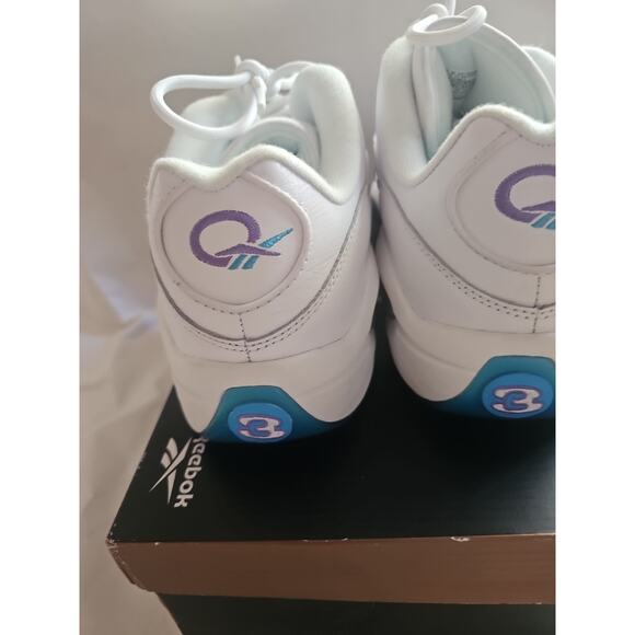 NEW Reebok Question Low Blue Purple FadeSize 13 Men's White Leather Shoes - Picture 5 of 10